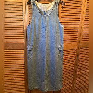 Vintage Gloria Vanderbilt Blue Denim Long Jean Jumper/Dress